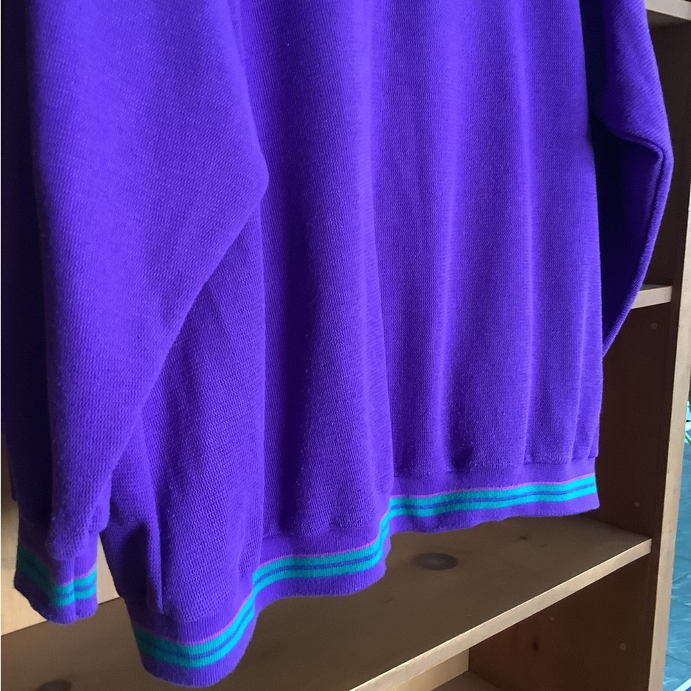 Vintage Jantzen Cardigan Sweater Size XL Purple 90s Retro Preppy Button Up - Picture 10 of 13